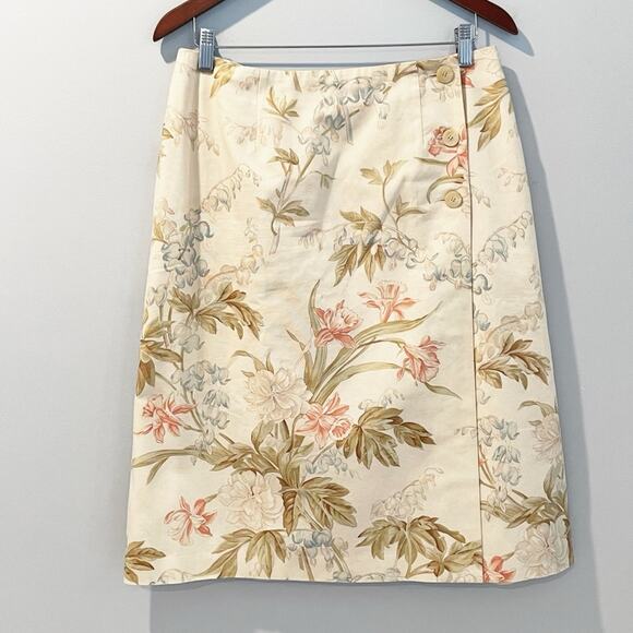 Vintage 80’s/90’s Talbots Floral Wrap Skirt Size 10 EUC - Picture 1 of 14